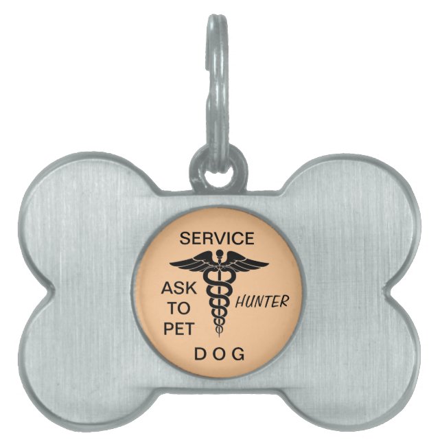MÉDAILLONS POUR ANIMAUX DOMESTIQUES NOM DU CHIEN DE SERVICE (Devant)
