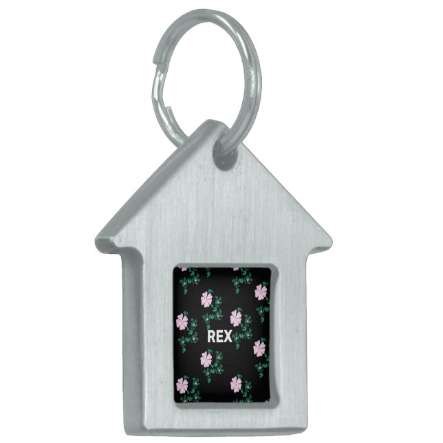 Médaillons Pour Animaux Domestiques Nom personnalisé Chien Rose - Rosa Canina (Devant gauche)