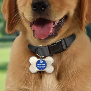 Médaillons Pour Animaux Domestiques Os de chien à monogramme avec empreinte de patte b