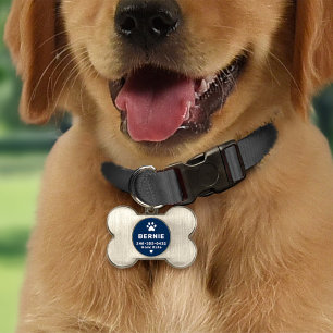 Médaillons Pour Animaux Domestiques Os de chien à monogramme avec empreinte de patte m
