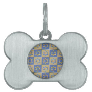 Médaillons Pour Animaux Domestiques Panneaux d'art étoile de David bleu or