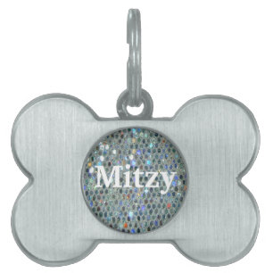 Médaillons Pour Animaux Domestiques Parties scintillant brillante en argent brillant