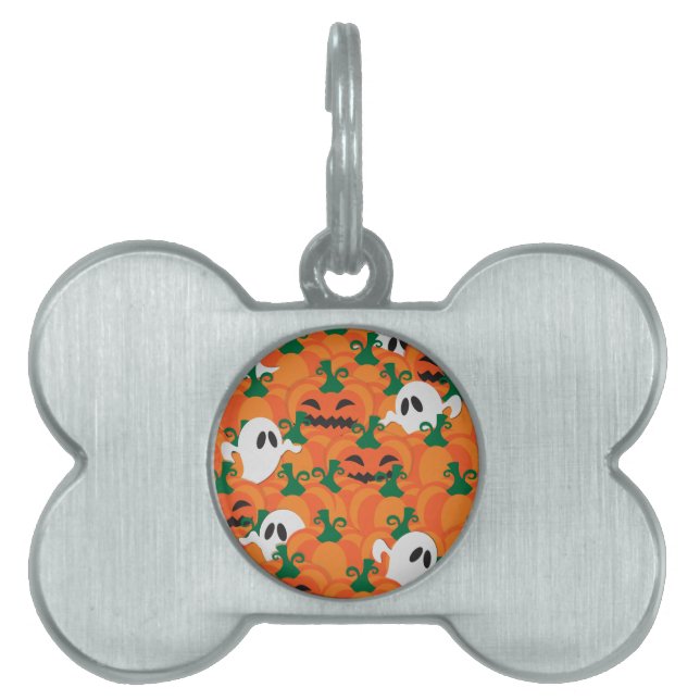 Médaillons Pour Animaux Domestiques Patch Citrouille Haunted Halloween Ghosts (Devant)