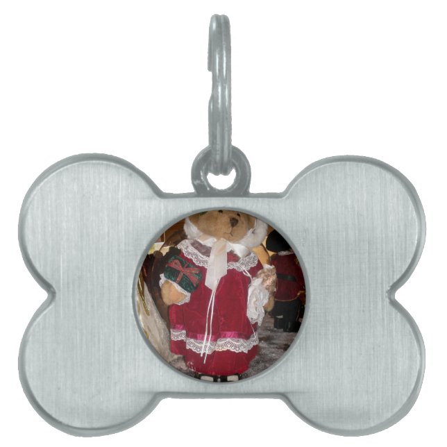 Médaillons Pour Animaux Domestiques Patinage de Noël Collection d'ours en peluche. (Devant)