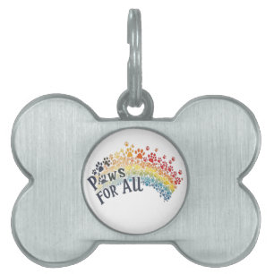 Médaillons Pour Animaux Domestiques Paws for All - Rainbow Empreinte de patte Unity