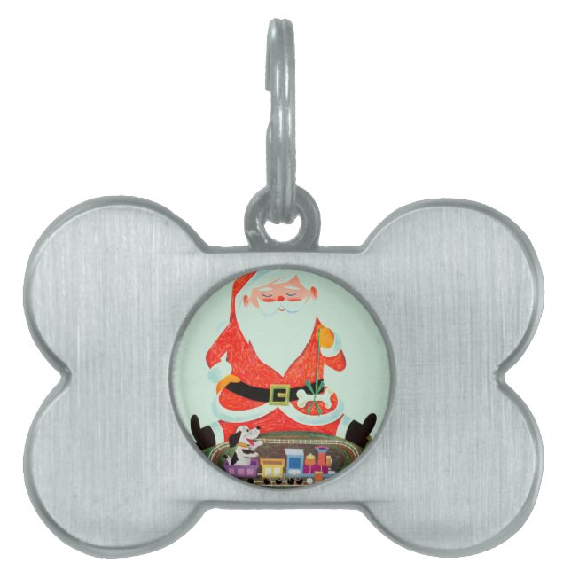 Médaillons Pour Animaux Domestiques Père Noël avec le train (Devant)