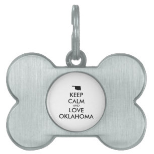 Médaillons Pour Animaux Domestiques Personnalisable KEEP CALM et LOVE OKLAHOMA
