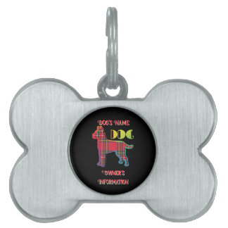 Médaillons Pour Animaux Domestiques Personnaliser Red Plaid Black DOG Bone
