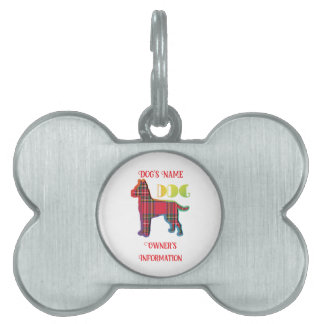 Médaillons Pour Animaux Domestiques Personnaliser Red Plaid White DOG Bone