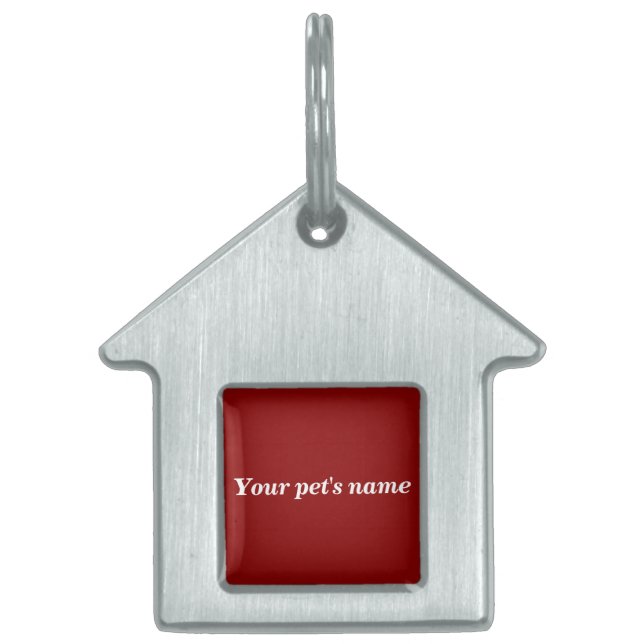 Médaillons Pour Animaux Domestiques Pet’s Name With Red Background on House Shaped (Devant)