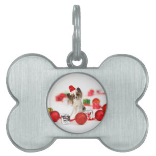 Médaillons Pour Animaux Domestiques Petit Papillon Chien Noël Santa Hat