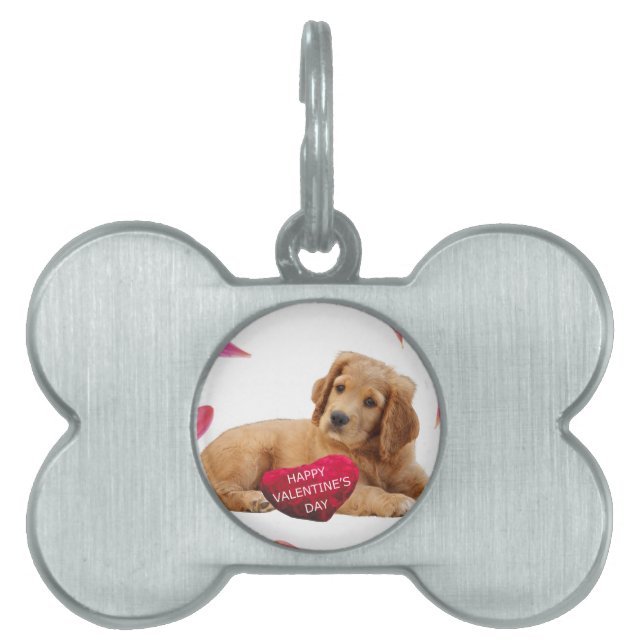 Médaillons Pour Animaux Domestiques Photo de Chien de la Saint Valentin (Devant)