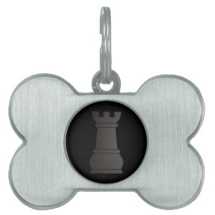 Médaillons Pour Animaux Domestiques Pièce d'échecs noire de roche