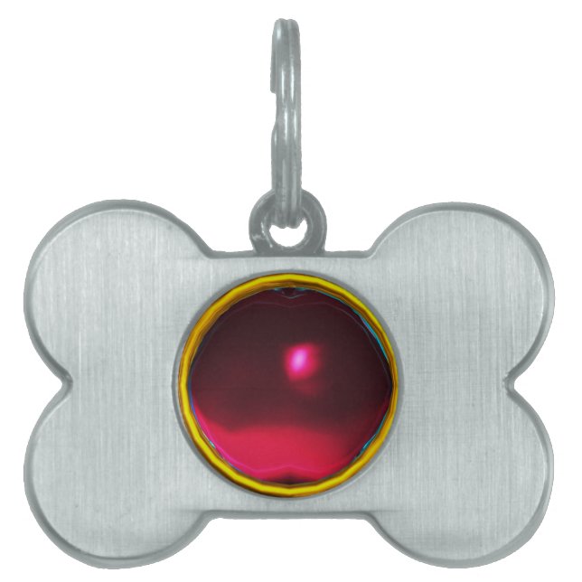 MÉDAILLONS POUR ANIMAUX DOMESTIQUES PIERRE ROUGE BURGUNDY RUBY GEM (Devant)