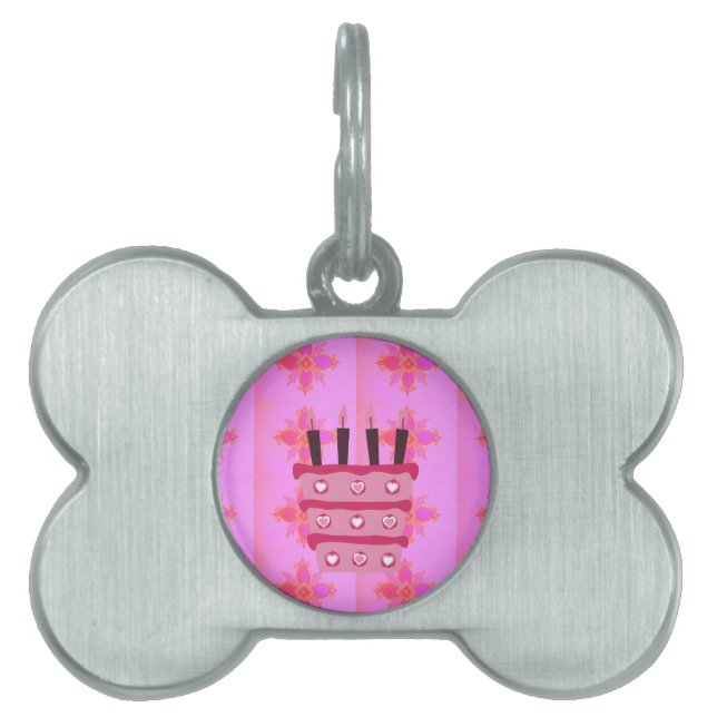 Médaillons Pour Animaux Domestiques Pink Bird Cake Art Imprimer (Devant)