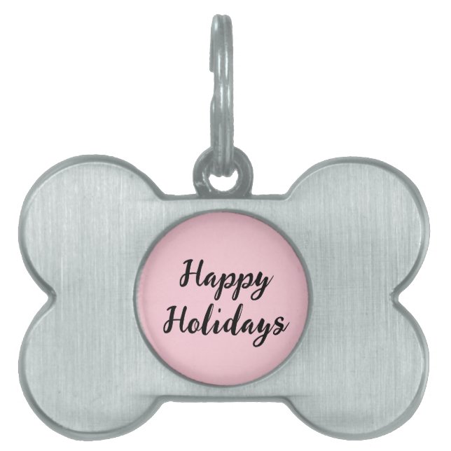 Médaillons Pour Animaux Domestiques Pink pastel joyaux vacances Noël stylet simple (Devant)