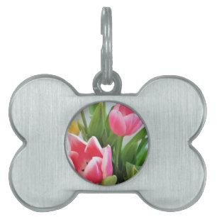 Médaillons Pour Animaux Domestiques Pink Tulips, Floral Spring Bouquet, Flowers