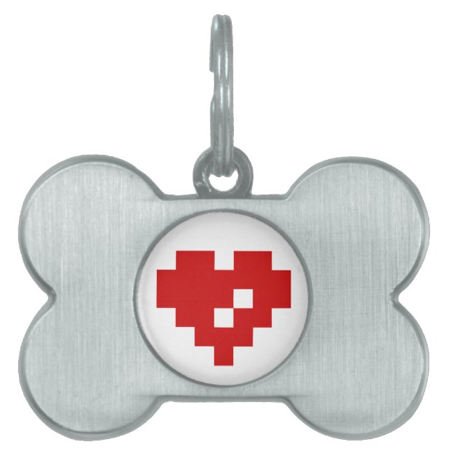Médaillons Pour Animaux Domestiques Pixel Coeur 8 bits Amour (Devant)