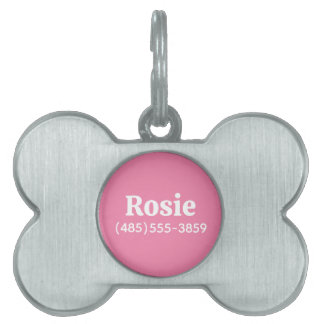 Médaillons Pour Animaux Domestiques Plaque personnalisée rose avec nom et numéro de té
