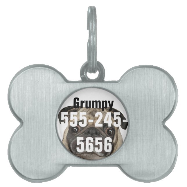 Médaillons Pour Animaux Domestiques Puggy Grumpy personnalisée (Devant)
