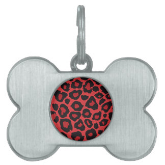 Médaillons Pour Animaux Domestiques RAB Rockabilly Empreinte de léopard Rouge Noir