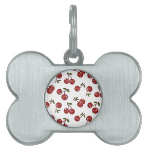 Médaillons Pour Animaux Domestiques RAB Rockabilly très cerise cerises sur blanc