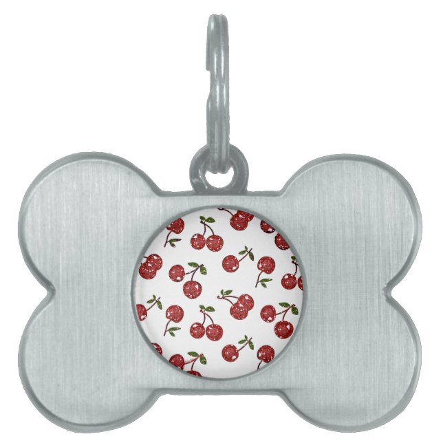 Médaillons Pour Animaux Domestiques RAB Rockabilly très cerise cerises sur blanc (Devant)