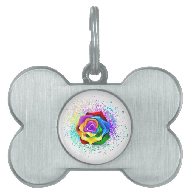 Médaillons Pour Animaux Domestiques Rose arc-en-ciel coloré (Devant)