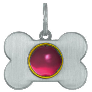 MÉDAILLONS POUR ANIMAUX DOMESTIQUES ROSE ROUGE RUBY PIERRE