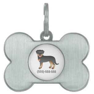 Médaillons Pour Animaux Domestiques Rottweiler noir et feu Chien mignon et numéro de t