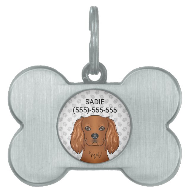 Médaillons Pour Animaux Domestiques Ruby Cavalier King Charles Spaniel & Texte (Devant)