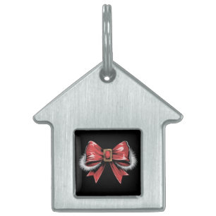 Médaillons Pour Animaux Domestiques Santa Bow Noël Santa Coquette Noël Fêtes de fin d'