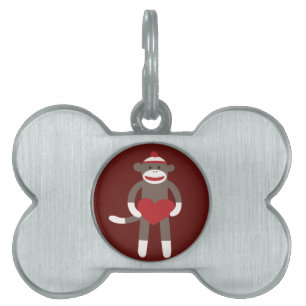 Médaillons Pour Animaux Domestiques Singe mignon de chaussette avec le casquette