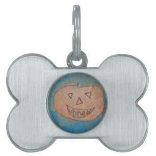 Médaillons Pour Animaux Domestiques Smiling Pumkin, Halloween Kids Art Watercolor