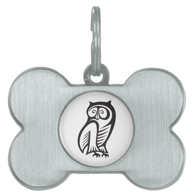 Médaillons Pour Animaux Domestiques Symbole hibou noir (Devant)