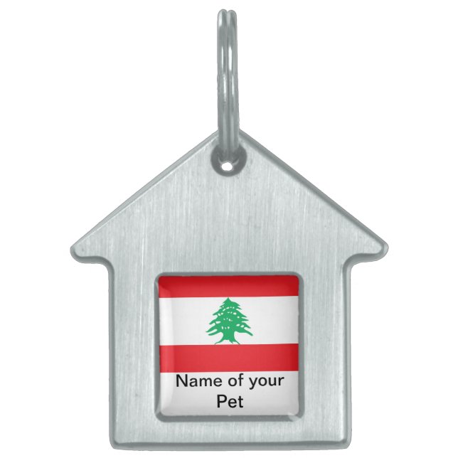 Médaillons Pour Animaux Domestiques Tag d'animal de compagnie avec le drapeau du Liban (Devant)
