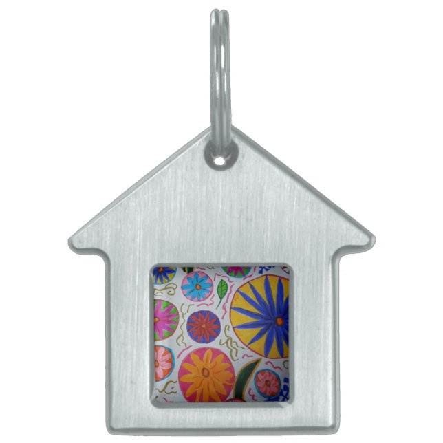 Médaillons Pour Animaux Domestiques Tag d'animal de compagnie floral moderne (Devant)