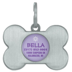 Médaillons Pour Animaux Domestiques Tag d'identification de chien - Violet pour petit 