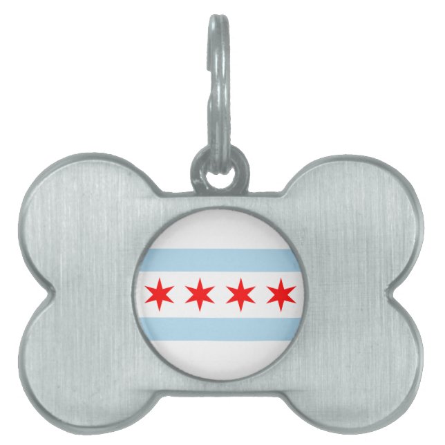 Médaillons Pour Animaux Domestiques Tag Drapeau Chien de Chicago (Devant)