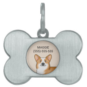 Médaillons Pour Animaux Domestiques Tête de Pembroke Welsh Corgi Rouge Chien Mignon Po