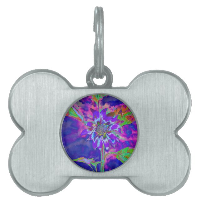 Médaillons Pour Animaux Domestiques Tournesol bleu Abstrait | retro funky (Devant)