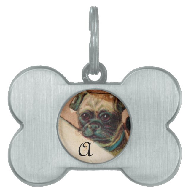 Médaillons Pour Animaux Domestiques TROIS DOGGIES AVEC MONOGRAMME ROSE détail (Devant)
