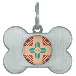 Médaillons Pour Animaux Domestiques Turquoise Zia Tribal Brown Tan