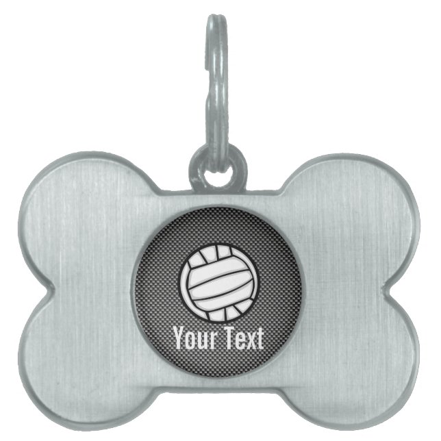 Médaillons Pour Animaux Domestiques Volleyball de fibre de carbone de Faux (Devant)