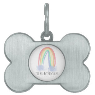 Médaillons Pour Animaux Domestiques You are my sunshine watercolor painted rainbow