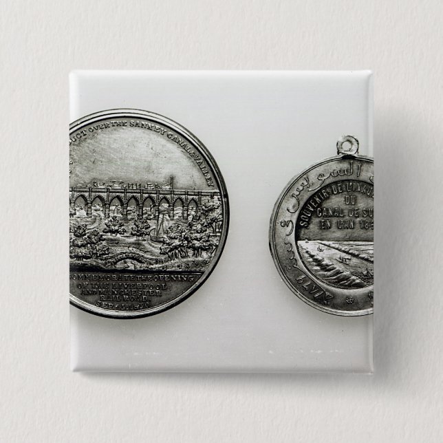 Medal Commemorating the opening of the Suez 2 Inch Square Button (Front)