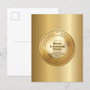 Medal Custom 3D Realistic Editable Foil Gold Postcard