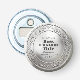 Medal Custom 3D Realistic Editable Foil Silver Bottle Opener