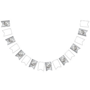 Medal Custom 3D Realistic Editable Foil Silver Bunting Flags