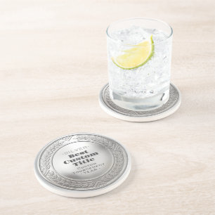 Medal Custom 3D Realistic Editable Foil Silver Coaster